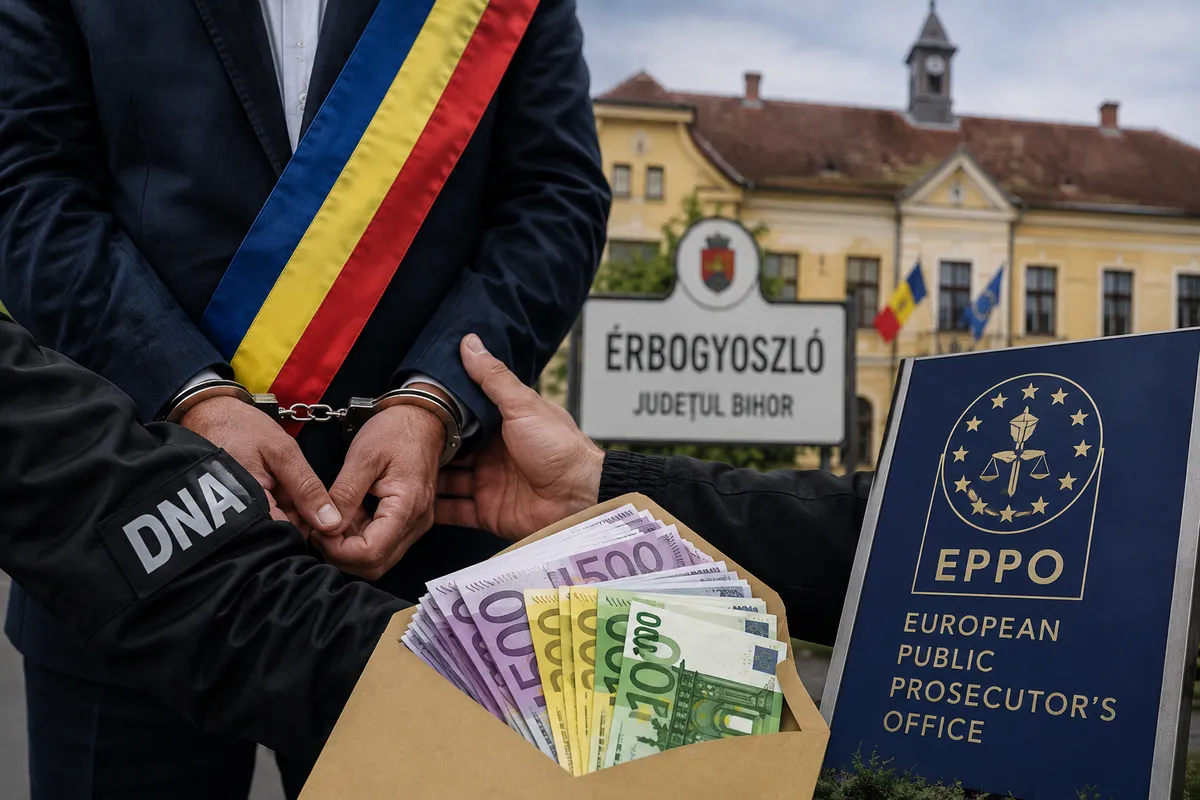 Korrupt polgármester kezén csattant a bilincs Romániában (illusztráció, MI–generált kép)