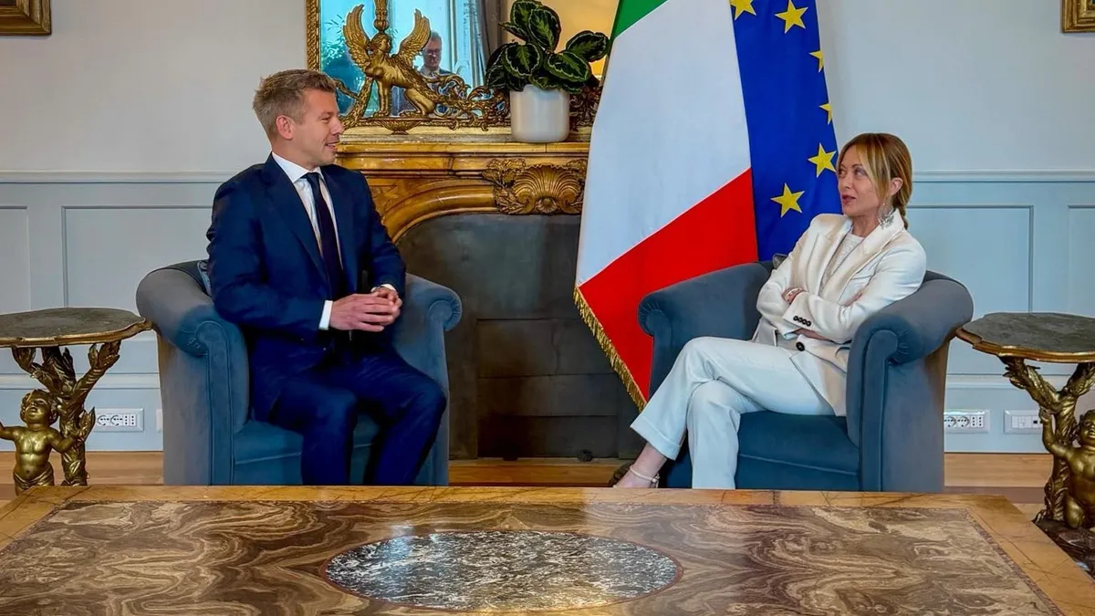 Magyar Péter és Giorgia Meloni olasz miniszterelnök (Forrás: Facebook/Magyar Péter)