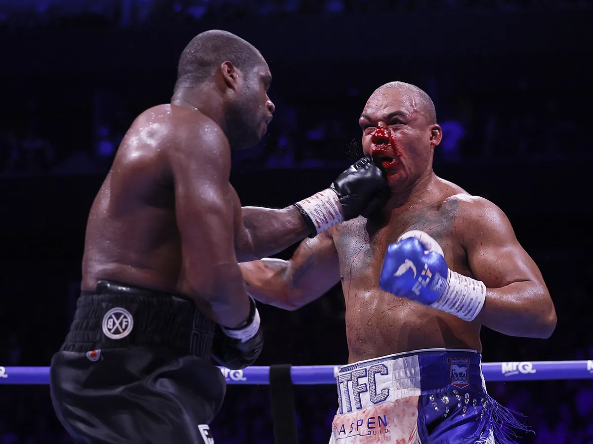 Daniel Dubois (left) and Fabio Wardley during their WBO heavyweight title bout at Co-op Live, Manchester. Picture date: Saturday May 9, 2026. (Photo by Richard Sellers/PA Images via Getty Images)