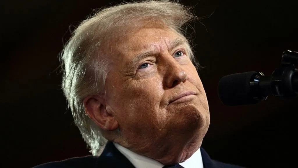 US President Donald Trump delivers a speech about the economy at Rockland Community College Fieldhouse in Suffern, New York, on May 22, 2026. Trump is the first sitting president to visit the northern New York City suburbs since Gerald Ford in 1976. (Photo by Brendan SMIALOWSKI / AFP)