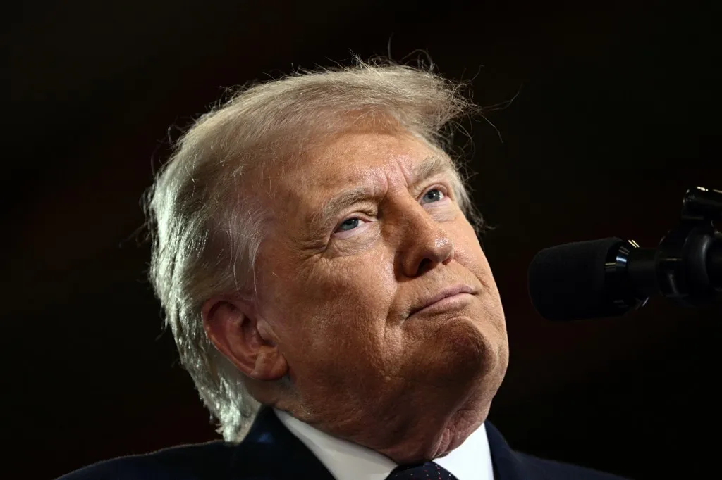 US President Donald Trump delivers a speech about the economy at Rockland Community College Fieldhouse in Suffern, New York, on May 22, 2026. Trump is the first sitting president to visit the northern New York City suburbs since Gerald Ford in 1976. (Photo by Brendan SMIALOWSKI / AFP)