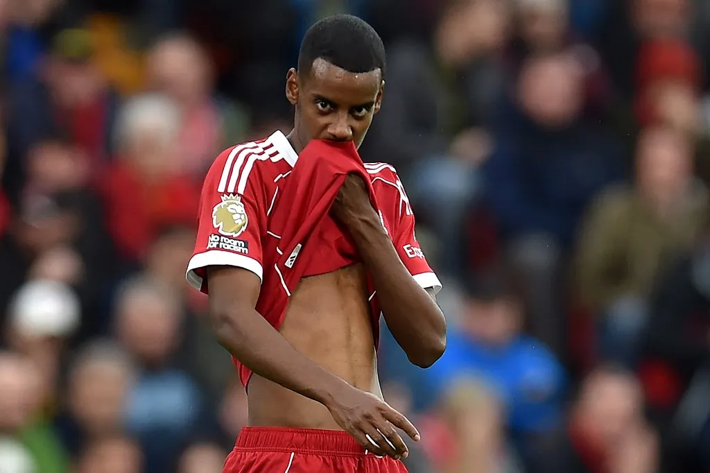 (FILES) Liverpool's Swedish striker #09 Alexander Isak looks on during the English Premier League football match between Liverpool and Manchester United at Anfield in Liverpool, north west England on October 19, 2025. The Premier League is the envy of the world for its revenue-generating power, yet clubs lost nearly one billion USD last season as the pursuit of on-field success trumped financial security. Liverpool's 125-million pound signing of Alexander Isak set a new record for an English club and was part of a 450-million pound window for the English champions, which has so far failed to reap tangible reward. (Photo by PETER POWELL / AFP) / TO GO WITH AFP STORY by Kieran CANNING
RESTRICTED TO EDITORIAL USE. No use with unauthorized audio, video, data, fixture lists, club/league logos or 'live' services. Online in-match use limited to 120 images. An additional 40 images may be used in extra time. No video emulation. Social media in-match use limited to 120 images. An additional 40 images may be used in extra time. No use in betting publications, games or single club/league/player publications. / 