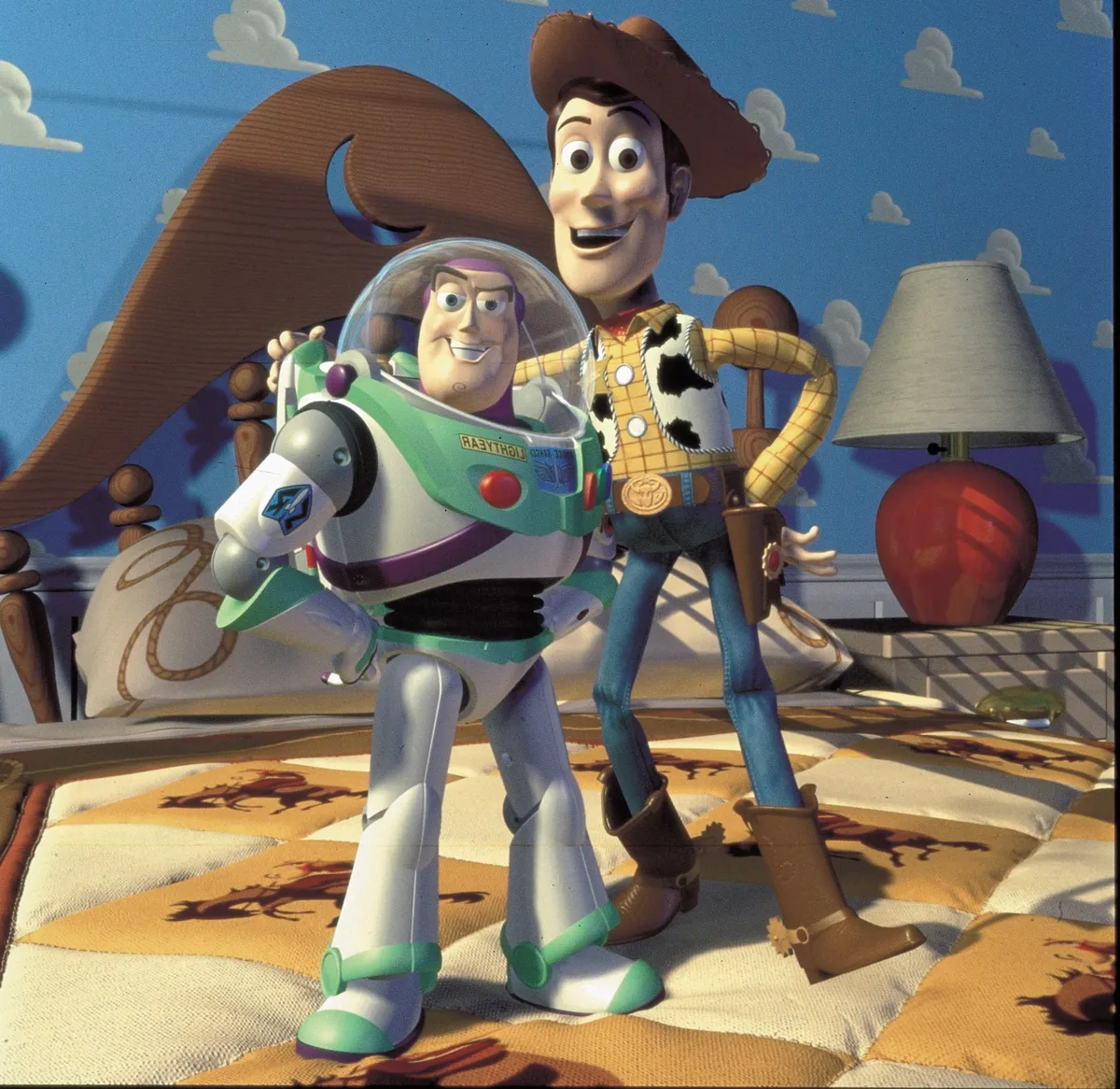 Buzz Lightyear és Woody a cowboy a Toy Story - Játékháború című animációs filmben.