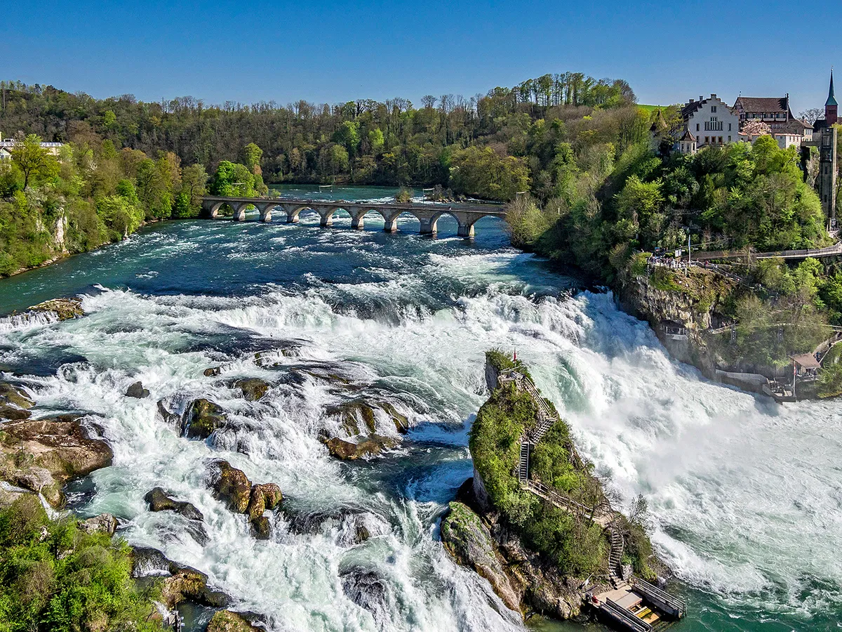 Rhine Falls with Laufen Castle, at Schaffhausen, Canton of Schaffhausen, Switzerland, Europe