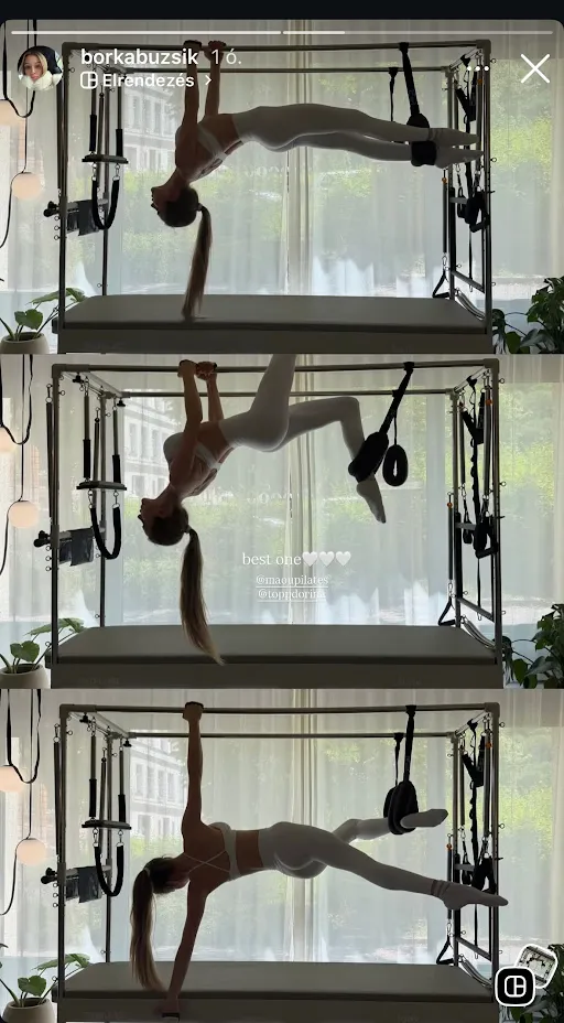 Buzsik Borka pilates edzés közben. Fotó: Blikk, Instagram_borkabuzsik