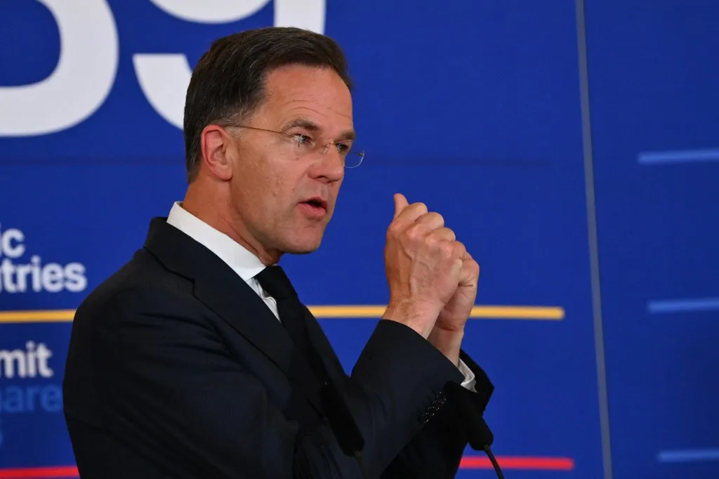 Ukrajna nem élhetné túl az amerikai támogatás leállását – erről beszélt Mark Rutte BUCHAREST, ROMANIA - MAY 13: NATO Secretary General Mark Rutte speaks during the Bucharest Nine (B9) and Nordic Countries Summit in Bucharest, Romania on May 13, 2026. Alex Nicodim / Anadolu (Photo by Alex Nicodim / Anadolu via AFP)