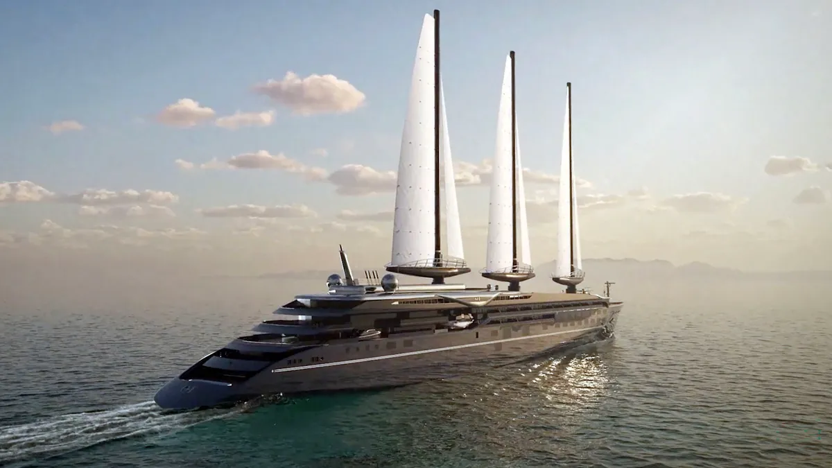 Corinthian, Pictures must credit: Orient Express The company behind the luxury Orient Express train is about to start taking bookings — for the world’s largest sailing ship. The Corinthian is a 220 metre sailing yacht which is said to redefine opulence at sea. It merges cutting-edge technology, design, and sustainability for a level of sophistication claimed to be “unmatched in modern luxury cruising.” Itineraries begin in June 2026 with the Corinthian cruising the French Riviera and Mediterranean; It has 54 cabins including six luxury suites for a total of 110 guests all offering ocean views, across four decks. Onboard, guests have a choice of five gourmet restaurants, one of which is helmed by Michelin-starred chef Yannick Alléno. These are complimented by eight bars offering curated cocktail menus in settings that range from intimate lounges to open-air terraces. The Corinthian has a spa, swimming pool and gym. There is also a state-of-the-art movie theatre showing screenings of classic films and new releases. For musicians who may be aboard, there is a recording studio said to help them to “capture inspiration while at sea.” The yacht is being built by French shipyard Chantiers de l'Atlantique based near Nantes. Picture supplied by JLPPA