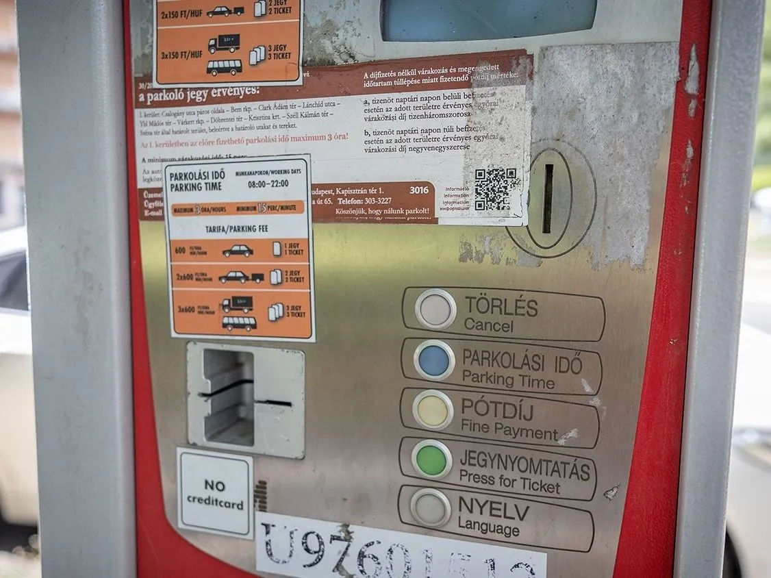 Parkoló autómata, Parkolóautómata, parkoló óra, parkolóóra, Budapest Krisztina körút