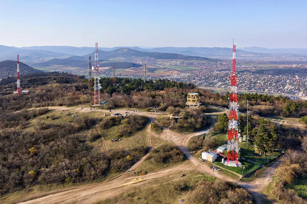 Harmashatar hill above Budapest drone view