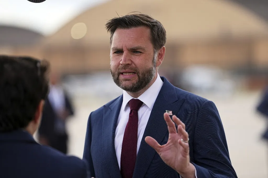 US Vice President JD Vance speaks with reporters after his arrival at Joint Base Andrews in Maryland, on May 28, 2026 on his return from Colorado where he attended the 2026 graduation ceremony at the US Air Force Academy. (Photo by Matt Rourke / POOL / AFP)