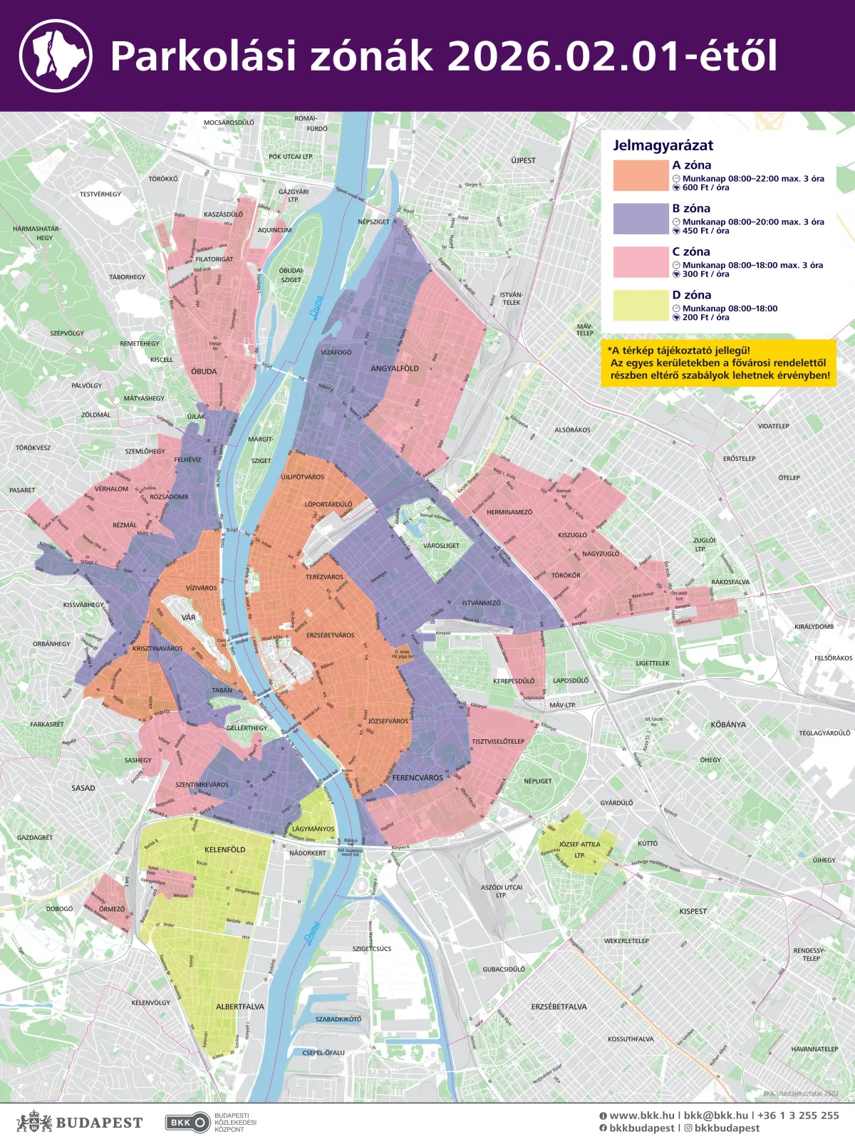 A budapesti parkolás jelenlegi díjai, Ezek a díjak lesznek a budapesti parkolási zónákban