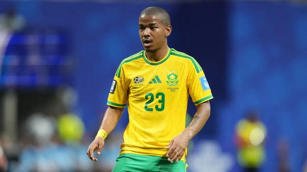 Jayden Adams (South Africa) looks on during Group A FIFA World Cup 2026, Chezia and South Africa , Atlanta Stadium, Atlanta, United States on June 18 2026. (Photo by Ulrik Pedersen/NurPhoto) (Photo by Ulrik Pedersen / NurPhoto via AFP)