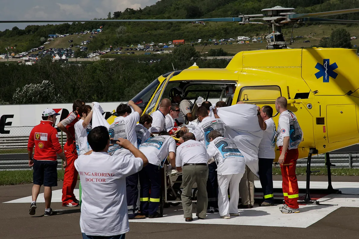Ferrari's Felipe Massa after his crash during the Grand Prix at the Hungaroring race track in Mogyorod near Budapest, Hungary on July 26, 2009. Photo by Paul-Henri Cahier/Cameleon/ABACAPRESS.COM
