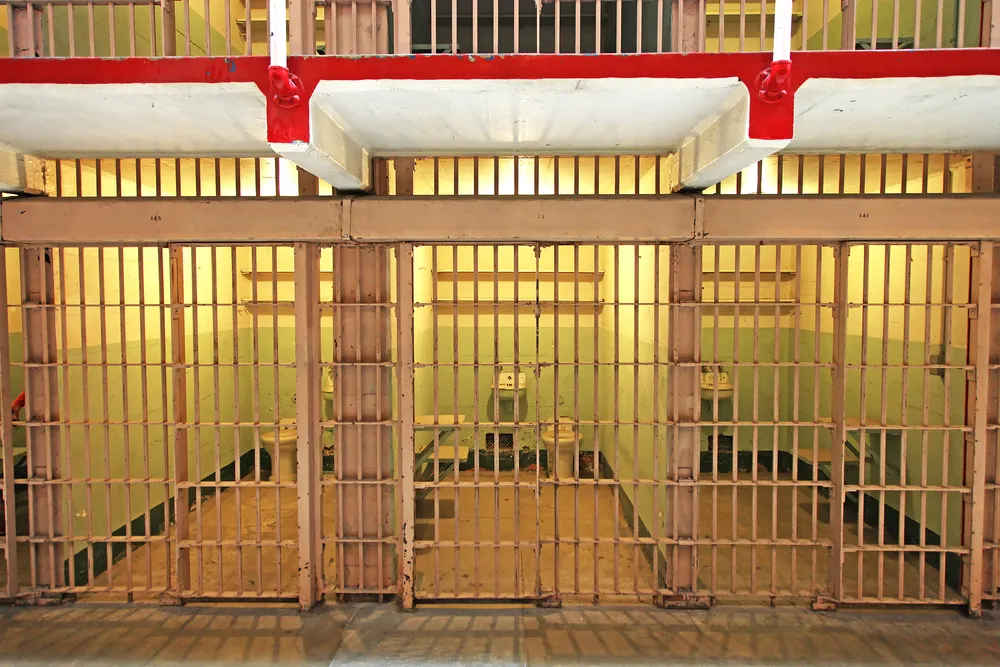 Prison cells at night