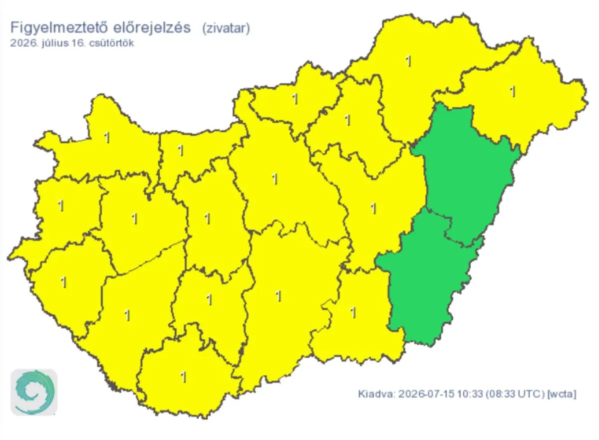 Bekeményít az időjárás: csütörtökön szinte az egész országban zivatarok várhatók