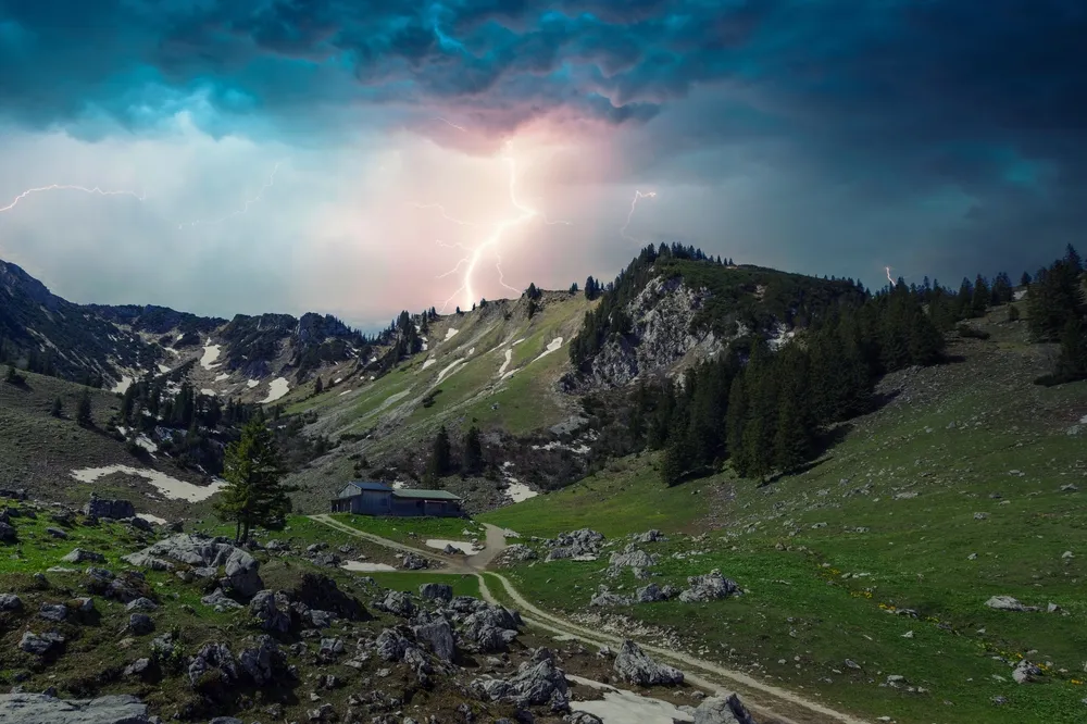 spectacular sky from Seekarspitze to Achensee, Austria, Tyrol