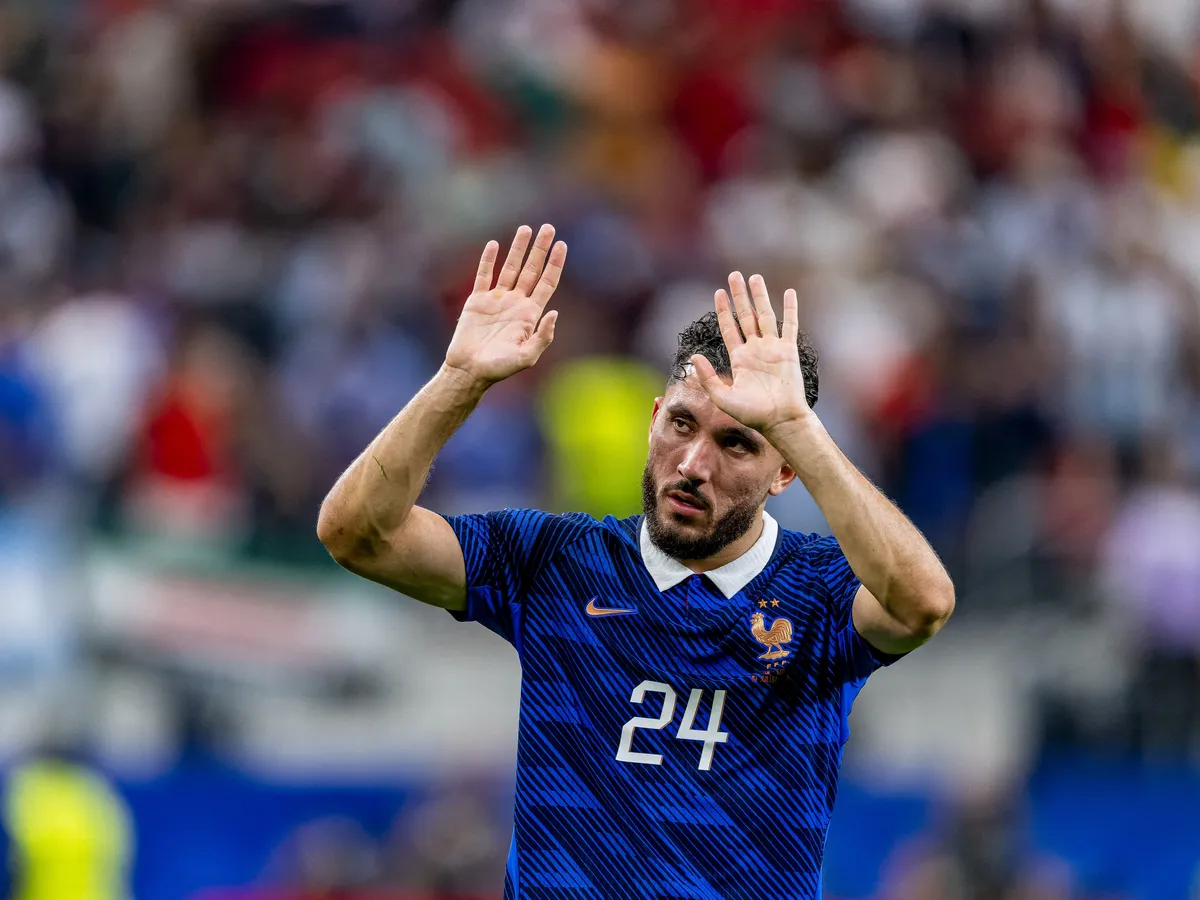 Rayan Cherki of France during the 2026 World Cup match between France and Spain at Dallas Stadium on July 14, 2026, in Dallas, United States. (Photo by Stefan Koops/EYE4IMAGES/NurPhoto) (Photo by Stefan Koops / NurPhoto via AFP)