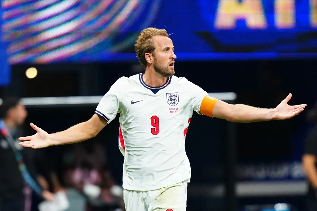 ATLANTA, USA - JULY 1: Harry Kane (9) of England reacts during 2026 FIFA World Cup Round of 32 match between England and DR Congo at Mercedes-Benz Stadium (Atlanta Stadium) in Atlanta, Georgia, United States on July 1, 2026. Evrim Aydin / Anadolu (Photo by Evrim Aydin / Anadolu via AFP)