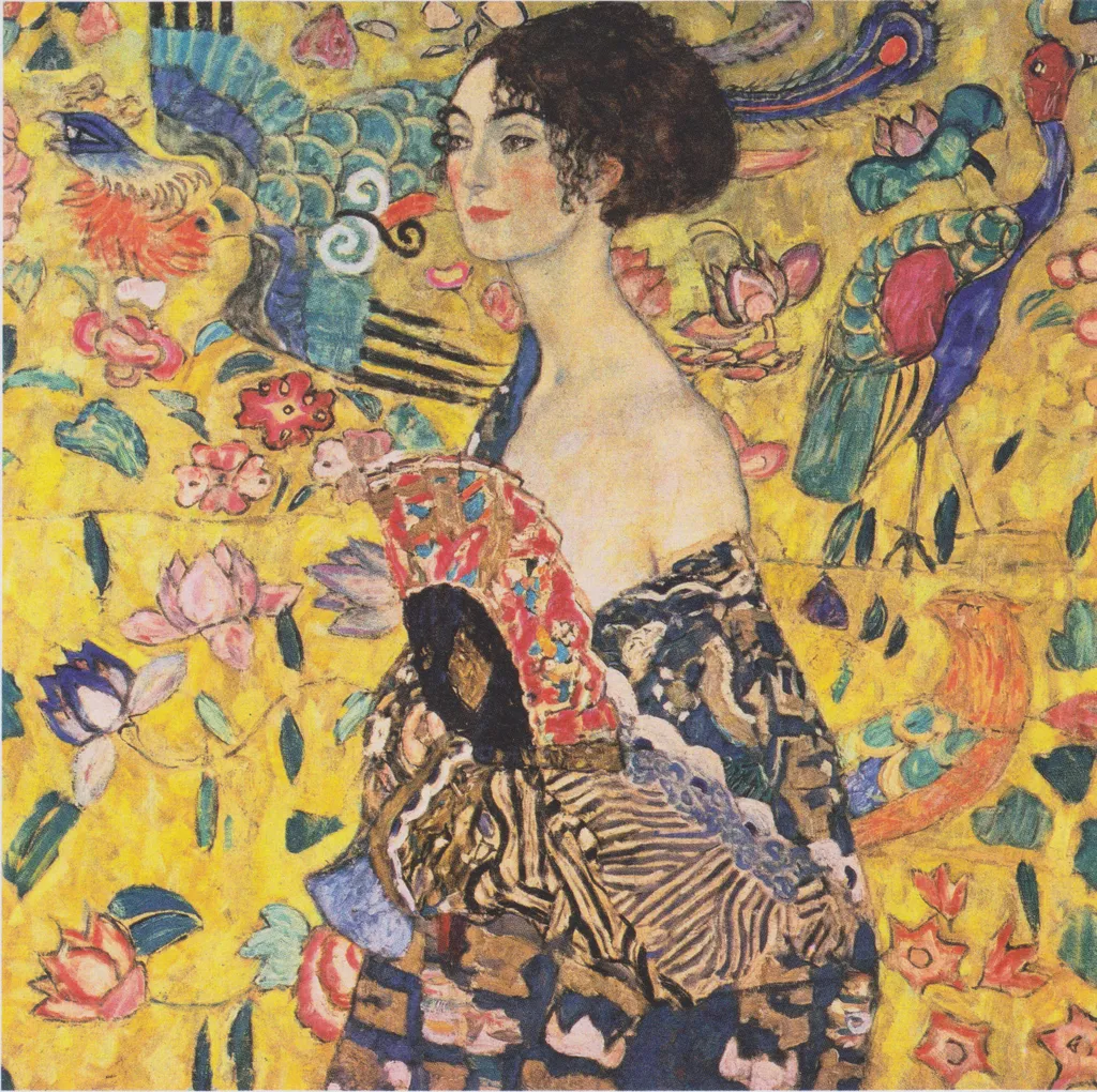 Egy kései kép, az 1917-ben készült Hölgy legyezővel Gustav Klimt utolsó elkészült női portréja volt. 