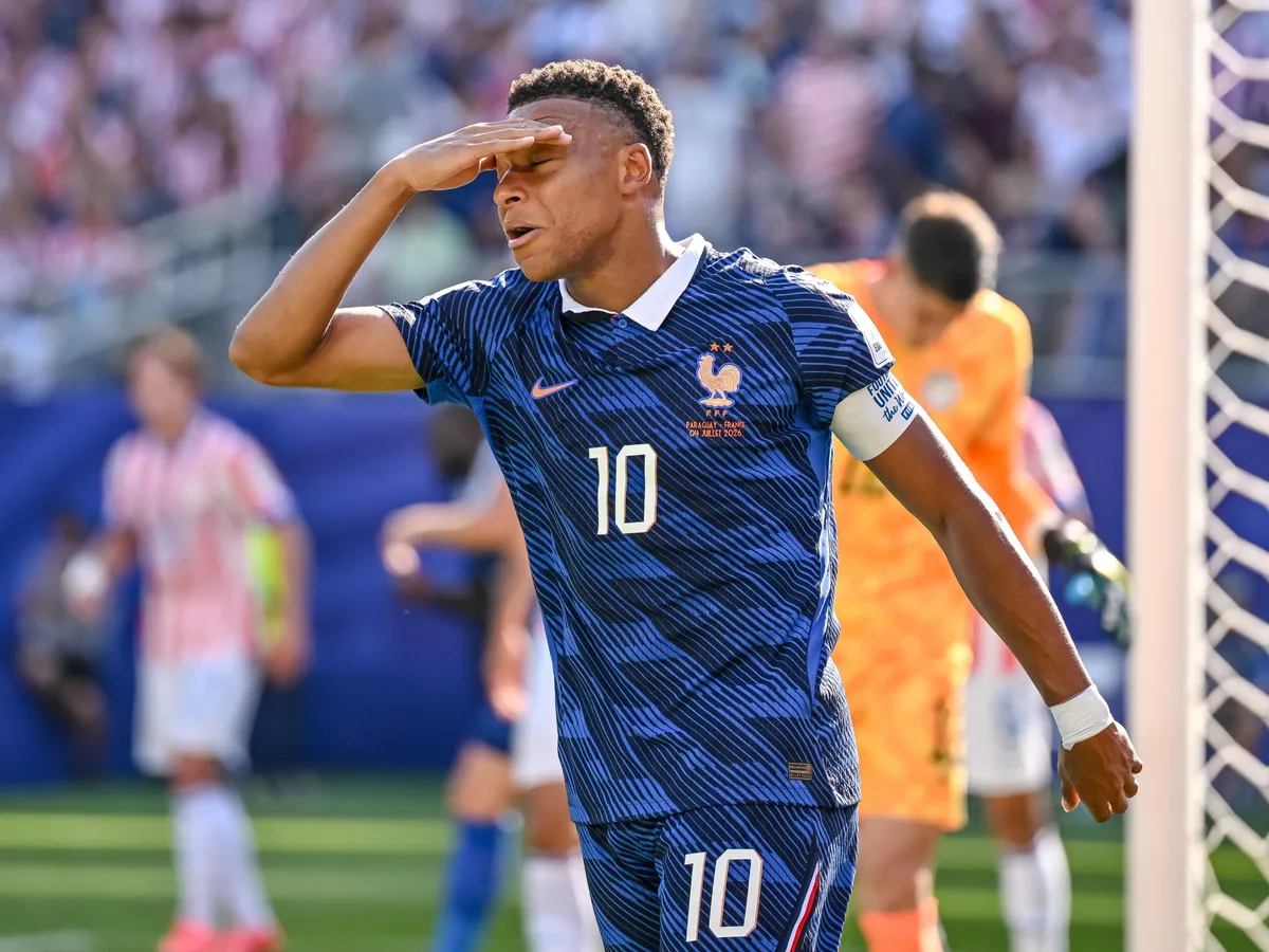 Philadelphia, United States - July 4: Kylian Mbappe of France gestures during the FIFA World Cup 2026 Round Of 16 match between Paraguay and France at Philadelphia Stadium on July 4, 2026 in Philadelphia, United States. (Photo by Harry Langer/DeFodi Images/DeFodi via Getty Images)