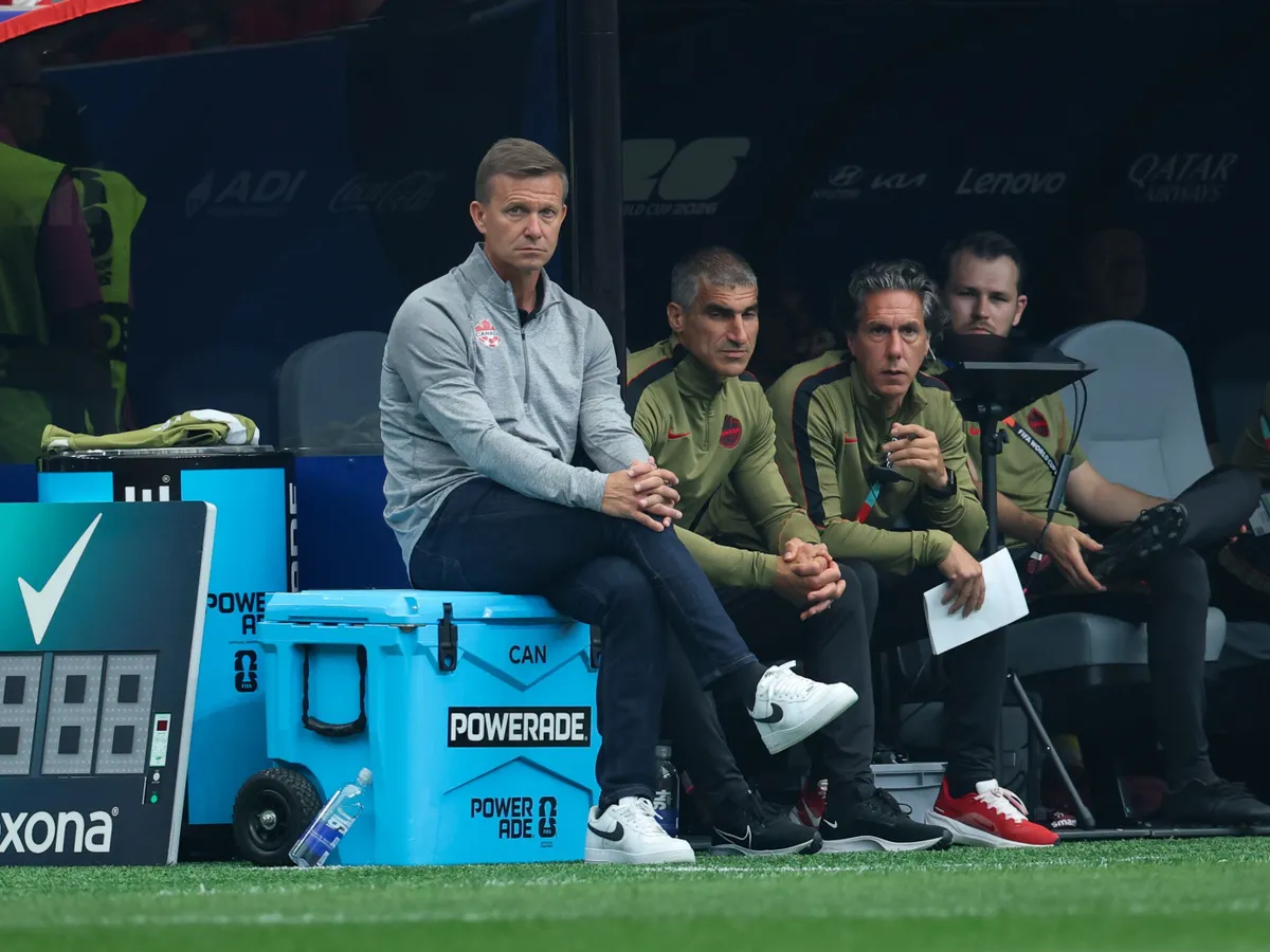 HOUSTON, TX - JULY 04: Jesse Marsch of Canada watches play during the FIFA World Cup 2026 Round of 16 match between Canada and Morocco on July 4, 2026, at Houston Stadium in Houston, Texas. (Photo by David Buono/Icon Sportswire via Getty Images)