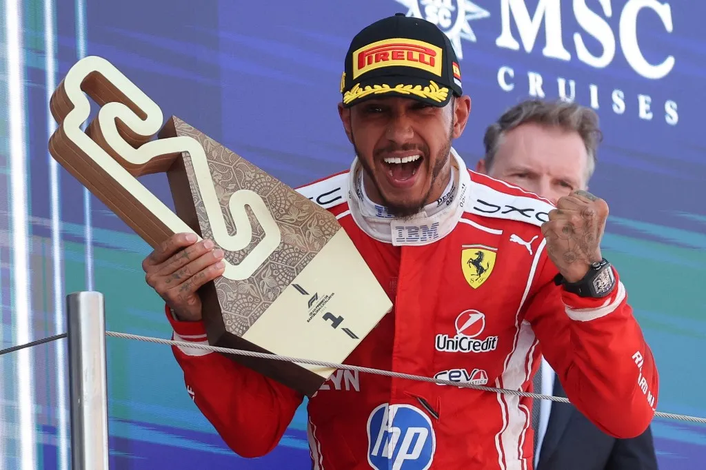 Lewis Hamilton of Ferrari after the Formula 1 Barcelona-Catalunya Grand Prix at Circuit de Barcelona-Catalunya in Barcelona on June 14, 2026. (Photo by Jakub Porzycki/NurPhoto) (Photo by Jakub Porzycki / NurPhoto via AFP)