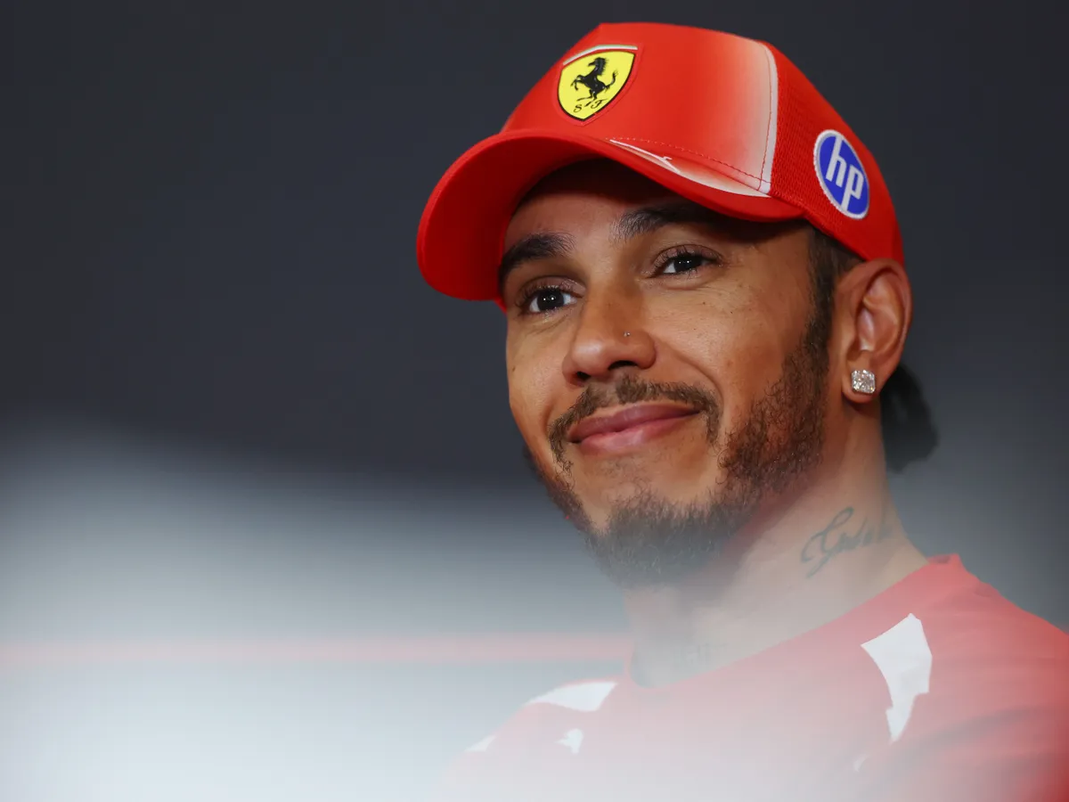 SPIELBERG, AUSTRIA - JUNE 27: Third placed qualifier Lewis Hamilton of Great Britain and Scuderia Ferrari in the Drivers Press Conference during qualifying ahead of the F1 Grand Prix of Austria at Red Bull Ring on June 27, 2026 in Spielberg, Austria. (Photo by Clive Rose/Getty Images)
