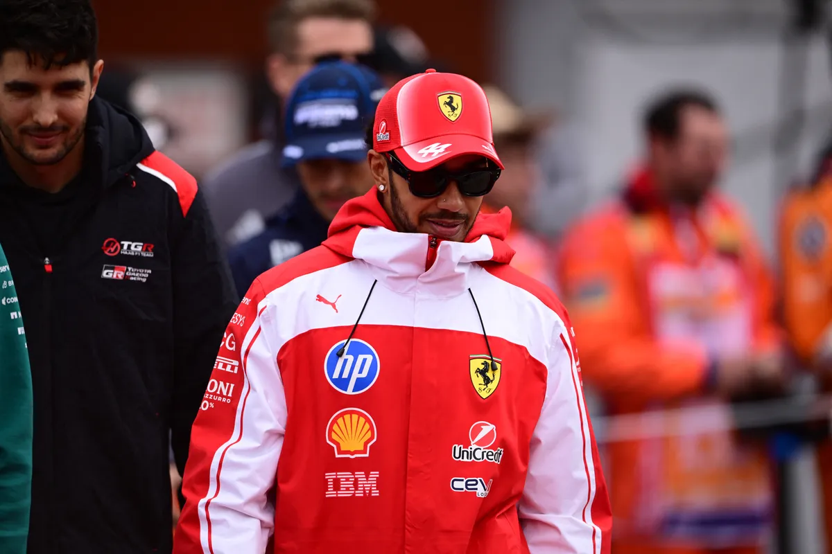 Lewis Hamilton of Scuderia Ferrari walks during the Belgian Grand Prix at the Spa-Francorchamps Circuit in Stavelot, Belgium. (Photo by Andrea Diodato/NurPhoto) (Photo by Andrea Diodato / NurPhoto via AFP)