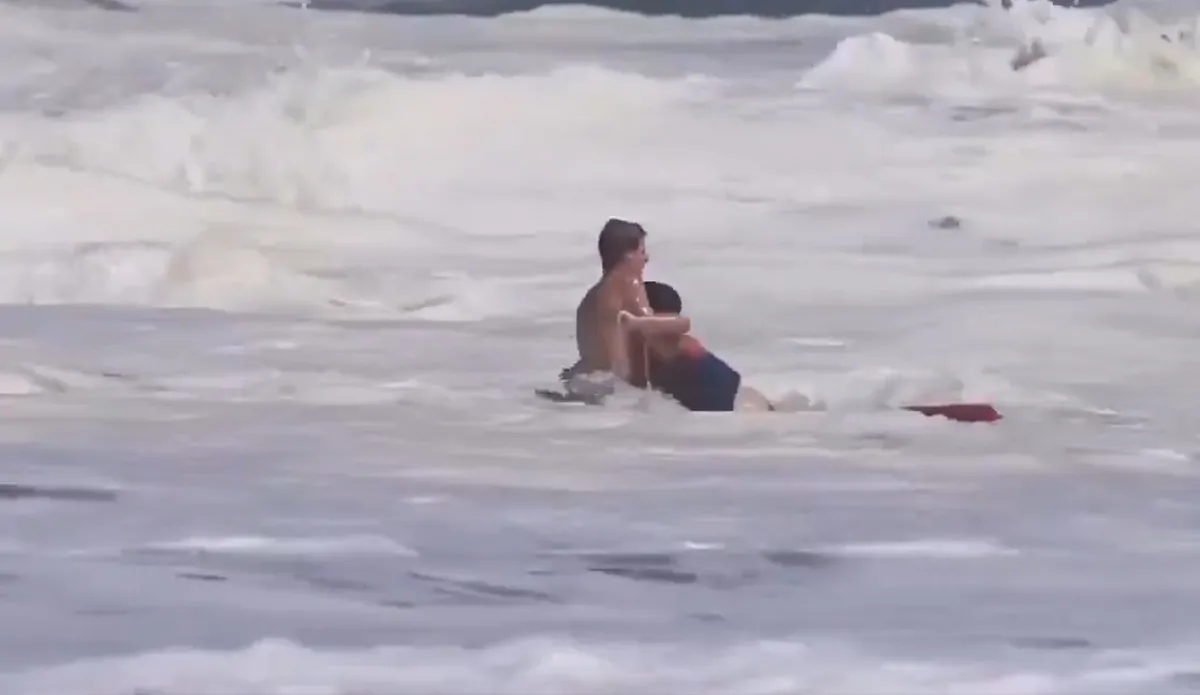 Santa Cruz, Seabright Beach, tengerpart, hullám, víz, vízimentő, mentés
