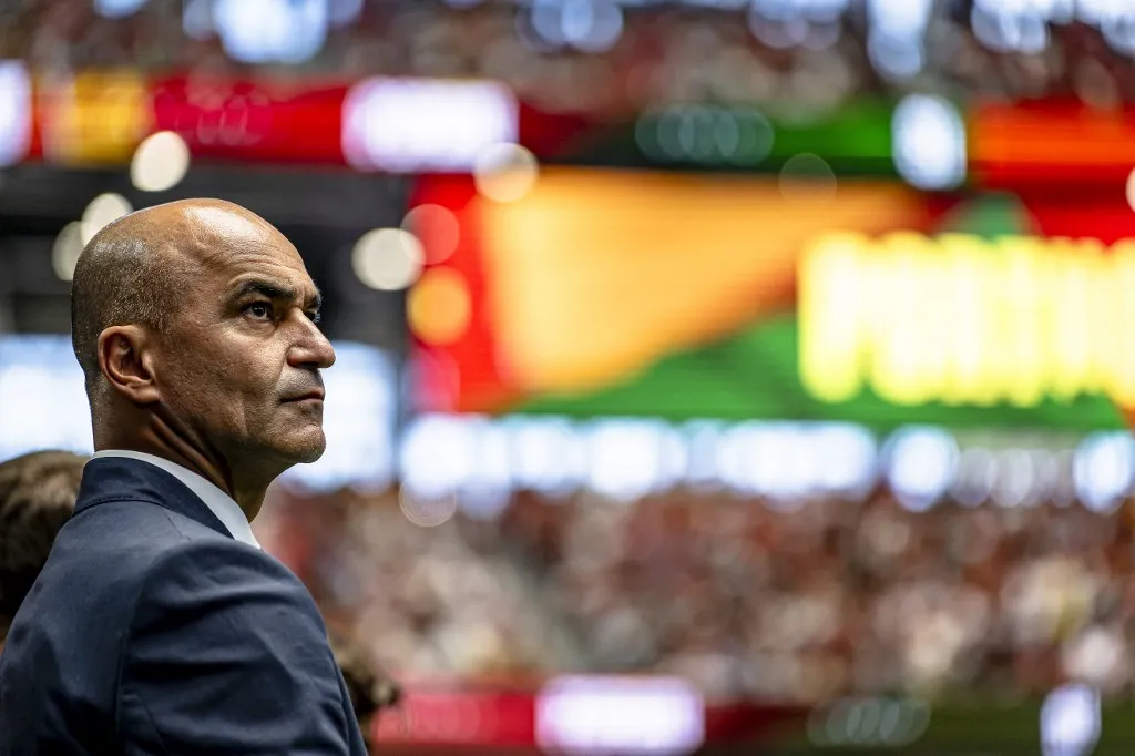 National coach Roberto Martinez of the Portuguese national team during the 2026 World Cup match between Portugal and Spain at Dallas Stadium on July 6, 2026, in Dallas, United States. (Photo by Stefan Koops/EYE4IMAGES/NurPhoto) (Photo by Stefan Koops / NurPhoto via AFP)