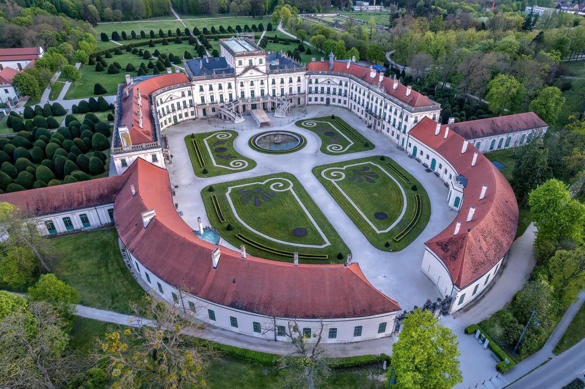 A Fertődi-kastély a magasból fotózva.