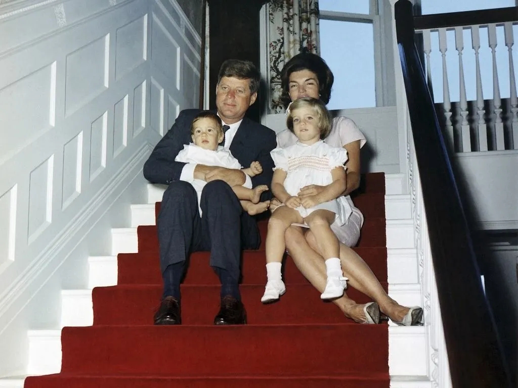 September 29, 1961 - President John F. Kennedy and his family; wife Jacqueline Kennedy, daughter Caroine Kennedy and son John F. Kennedy Jr. (Photo by John Parrot / Robert L. Knudsen / StockTrek Images via AFP)