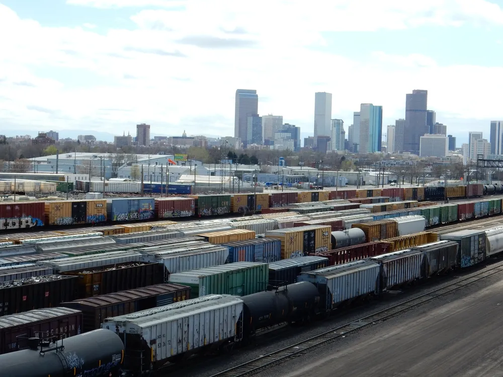 Trains northeast of downtown Denver.