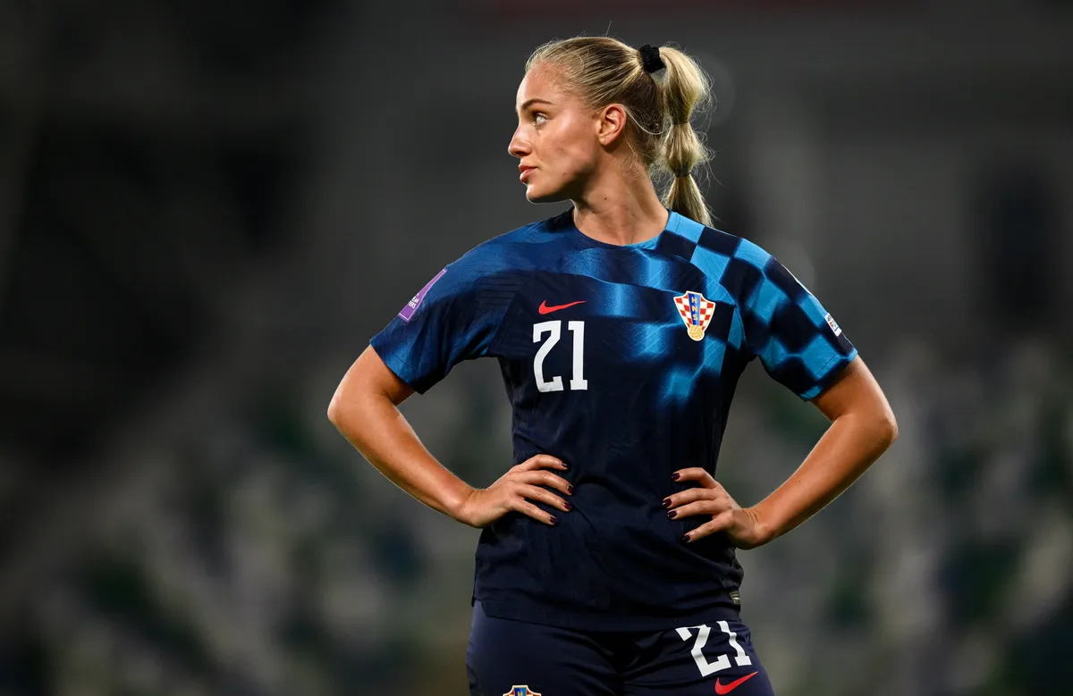 Belfast , United Kingdom - 29 October 2024; Ana Maria Markovic of Croatia during the UEFA Women's EURO 2025 Play-Off Round 1 Second Leg match between Northern Ireland and Croatia at the National Football Stadium in Windsor Park, Belfast. (Photo By Ramsey Cardy/Sportsfile via Getty Images)