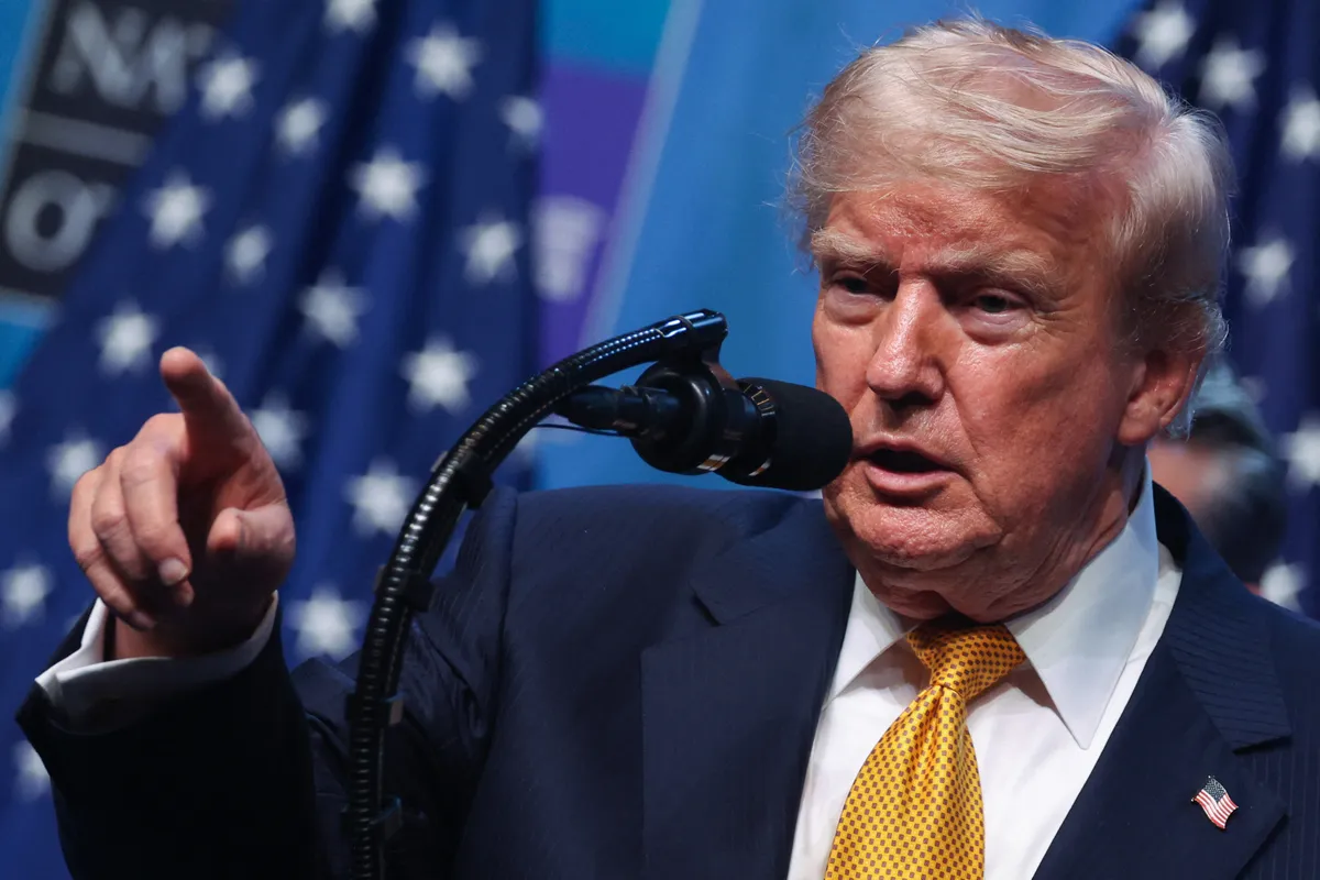 Donald Trump, President of United States, speaks at the press conference during the 2026 NATO Ankara Summit in Ankara, Turkiye, on July 8th, 2026. (Photo by Beata Zawrzel/NurPhoto) (Photo by Beata Zawrzel / NurPhoto via AFP), amerikai–iráni konfliktus