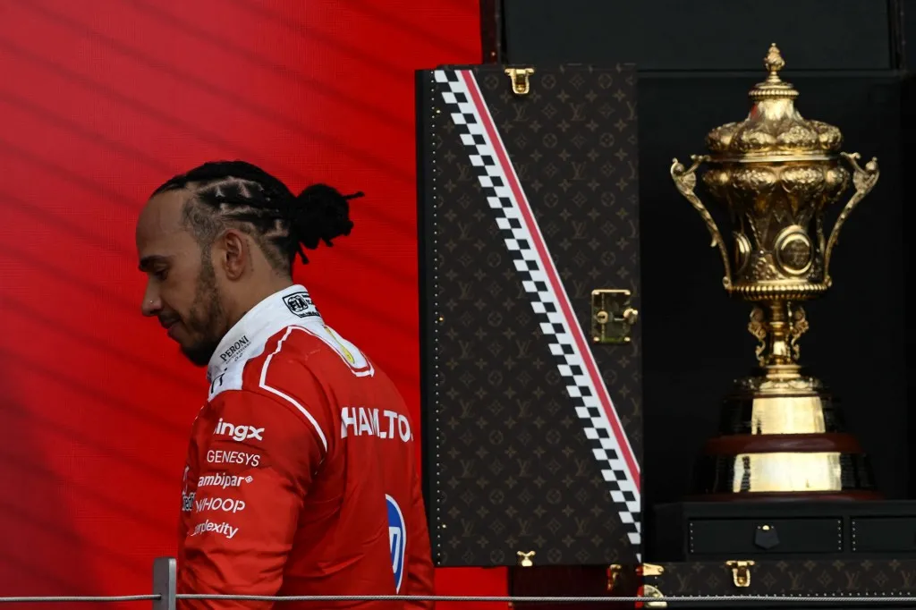 NORTHAMPTONSHIRE, UNITED KINGDOM - JULY 5: Ferrari driver Lewis Hamilton finished third after racing on the British Grand Prix, ninth round of the 2026 Formula 1 World Championship, at Silverstone Circuit in Silverstone, Northamptonshire, United Kingdom on July 5, 2026. Rasid Necati Aslim / Anadolu (Photo by Rasid Necati Aslim / Anadolu via AFP)