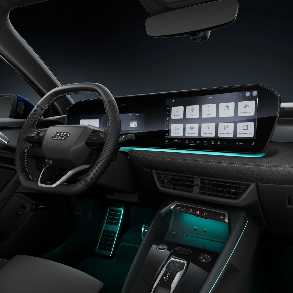 Studio photo, interior, cockpit and steering wheel