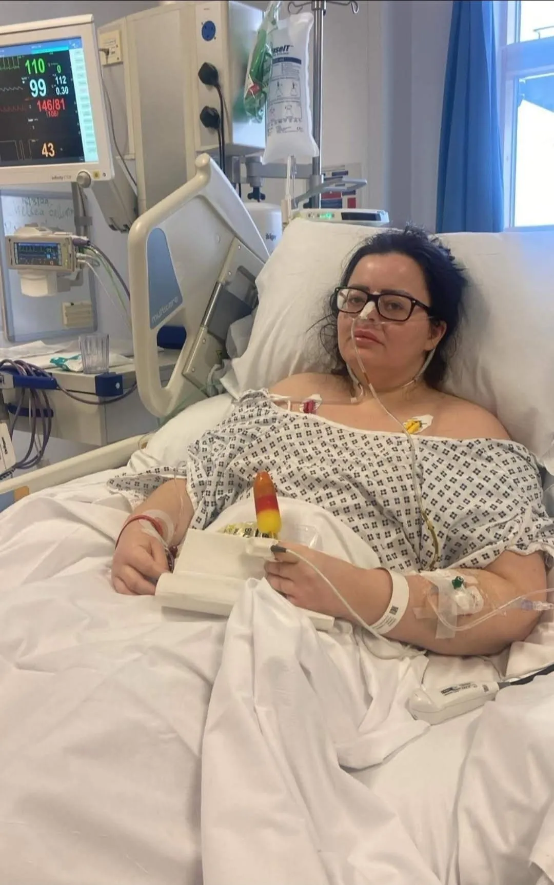 **CONTRIBUTOR REQUESTS NO USAGE BY THE SUN**

Chelsea Gallimore, 33, spent time in intensive care after waking unable to move with a swollen stomach that was later diagnosed as a rare incurable cancer. // A mum woke unable to move with a swollen stomach - before discovering it was the first sign of a rare incurable cancer. Chelsea Gallimore, 33, was rushed to hospital after lying in pain for six hours, with scans revealing an eight-centimetre mass on her bowel. She said: "I didn't know how to process it. I felt like I wasn't living my own life, like it had to be a different person. "You read about these things, but you never expect them to happen to you. I felt quite numb."  
Photo released 16/07/2026