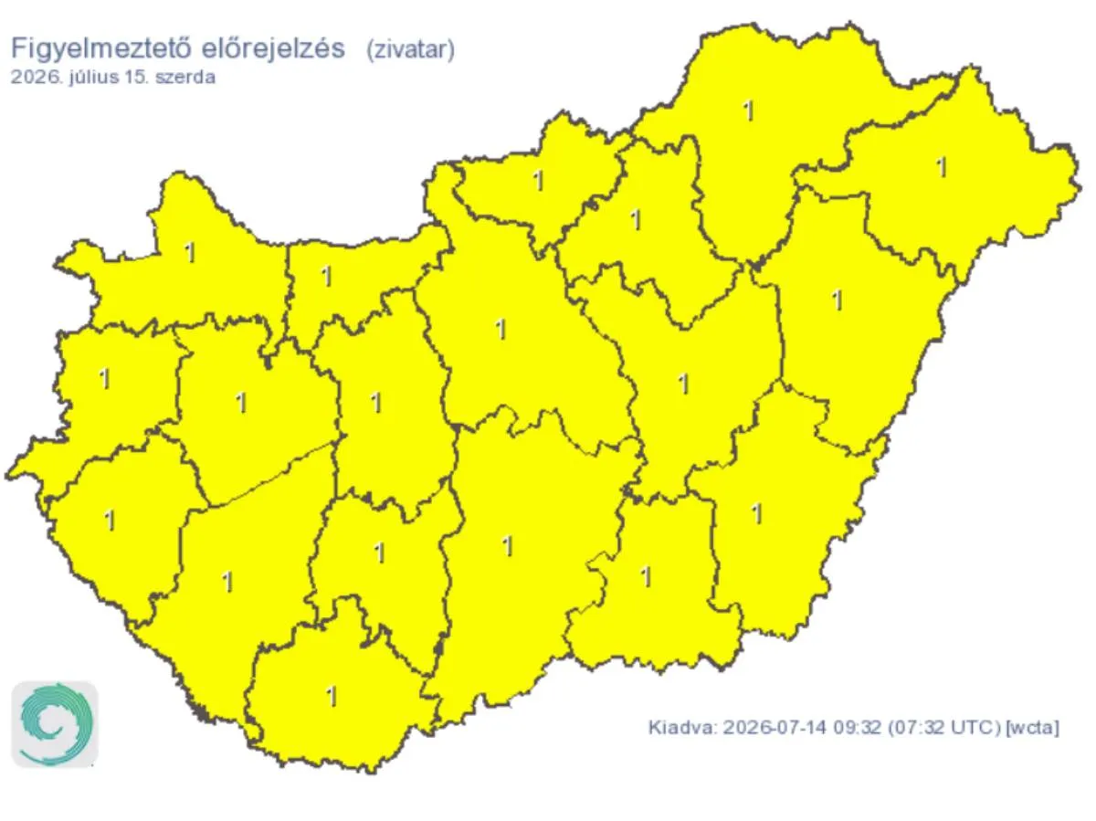 Zivataros időjárás vár ránk szerdán