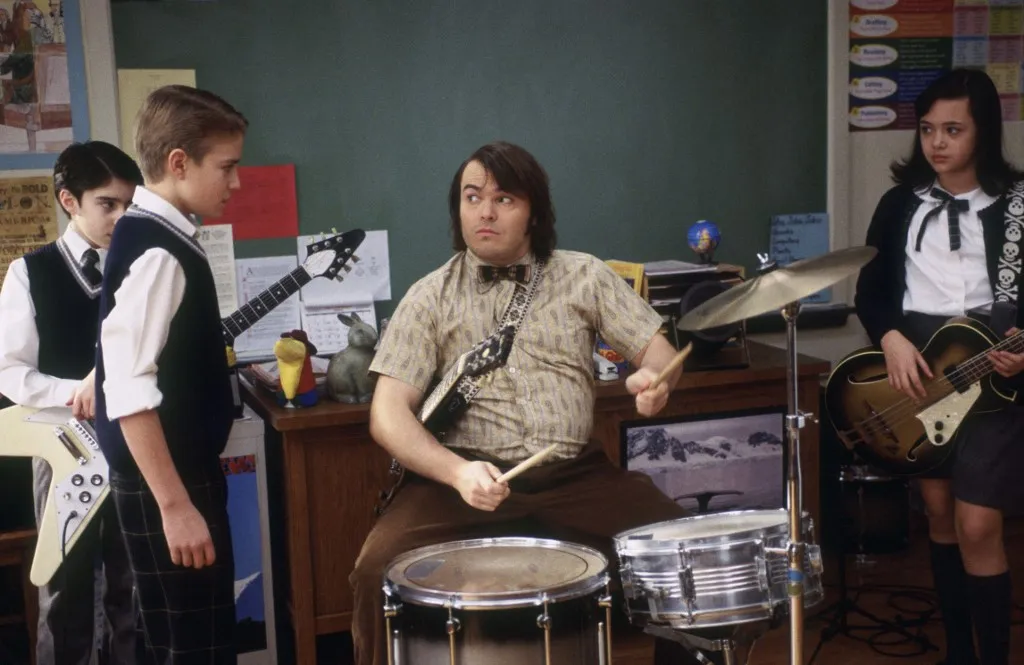 The School of Rock
Year : 2003 USA
Directed by Richard Linklater
Joey Gaydos Jr., Kevin Clark, Jack Black, Rivkah Reyes
Restricted to editorial use. See caption for more information about restrictions.
Photo: Andrew Schwartz.
It is forbidden to reproduce the photograph out of context of the promotion of the film. It must be credited to the Film Company and/or the photographer assigned by or authorized by/allowed on the set by the Film Company. Restricted to Editorial Use. Photo12 does not grant publicity rights of the persons represented. (Photo by 7e Art/Paramount Pictures / Photo12 via AFP)