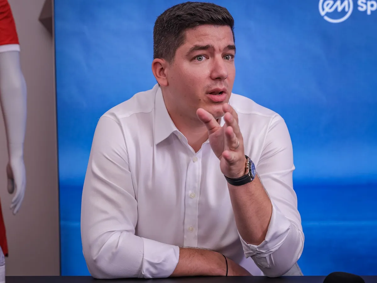 Szoboszlai Dominik, sajtótájékoztató, 
2023 július 4., EM Sports Consulting Zrt iroda 