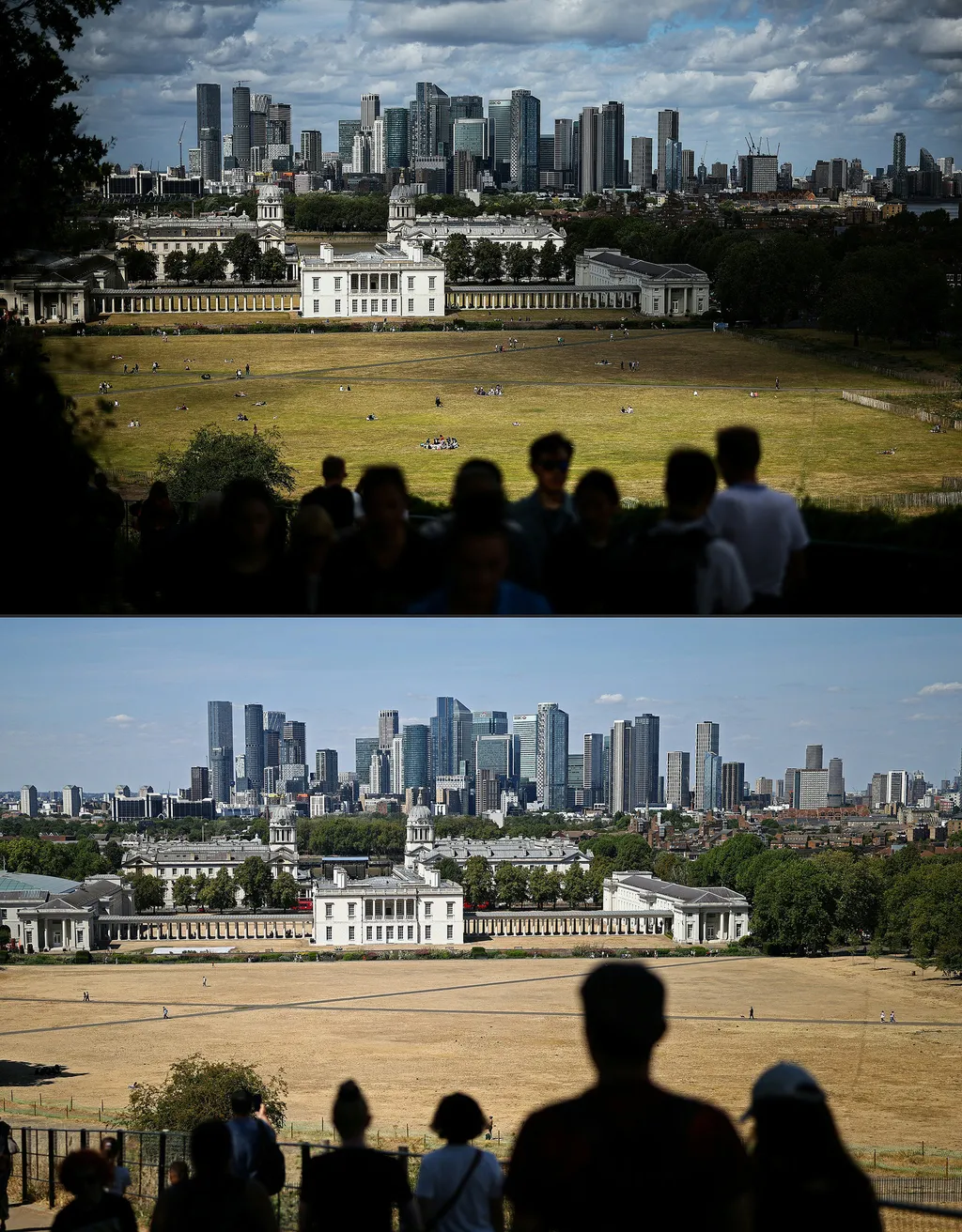 A londoni Greenwich Park aszály előtt és után