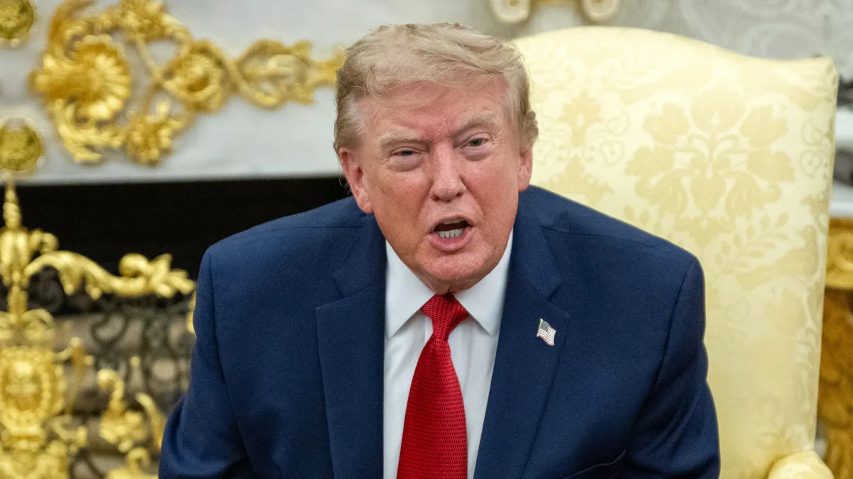 US President Donald Trump speaks as he meets with lifeguard Ryder Williams in the Oval Office of the White House in Washington, DC, on August 17, 2026. The 16-year-old Williams rescued 10-year-old Nathaniel Rai in rough surf at Seabright Beach last month in Santa Cruz, California. (Photo by Jim WATSON / AFP)