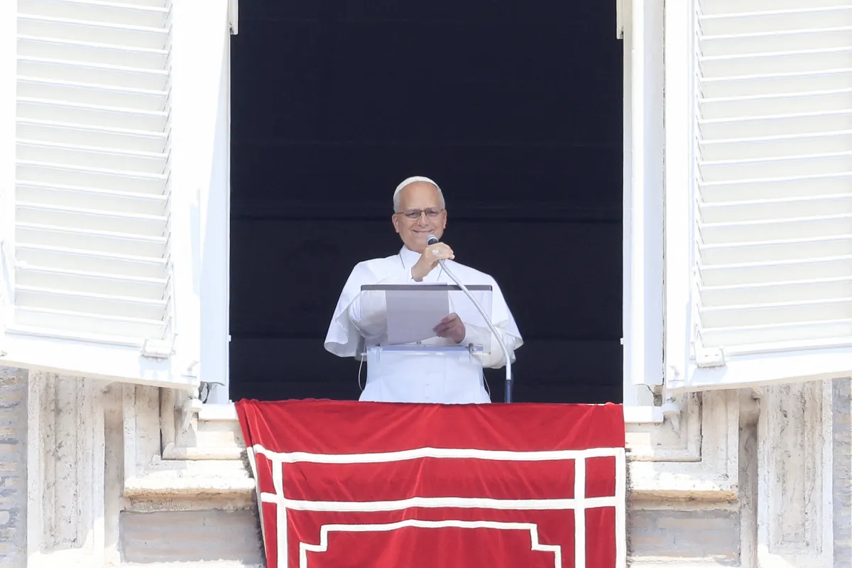 VATICAN CITY, VATICAN, AUGUST 02:
Pope Leo XIV celebrates the Angelus noon prayer from his studio window overlooking St. Peter's Square at the Vatican, August 02, 2026. Speaking in Spanish, the Pope expressed concern over the alarming situation in Ceuta, the Spanish autonomous city on the northern coast of Africa, where in recent days tens of thousands of people have attempted to cross by sea from Morocco and at least 67 have died. Riccardo De Luca / Anadolu (Photo by RICCARDO DE LUCA / Anadolu via AFP)