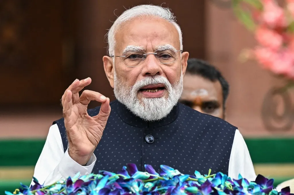 India's Prime Minister Narendra Modi addresses the media on the first day of the monsoon session of the parliament in New Delhi on July 20, 2026. (Photo by Sajjad HUSSAIN / AFP)