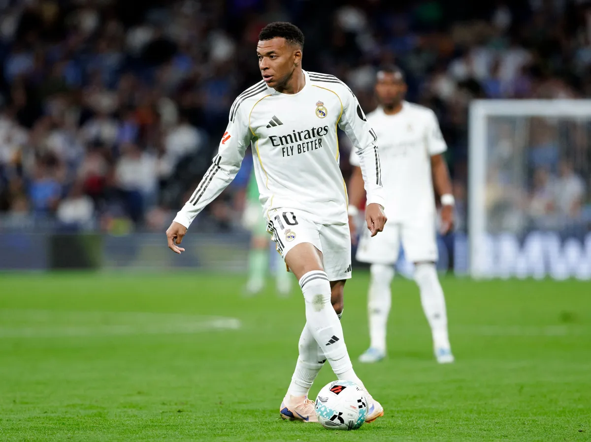 Kylian Mbappe of Real Madrid in action during the La Liga 2025/26 match between Real Madrid and Oviedo at Santiago Bernabeu Stadium in Madrid, Spain, on May 14, 2025. (Photo by Guillermo Martinez/NurPhoto) (Photo by Guillermo Martinez / NurPhoto via AFP)