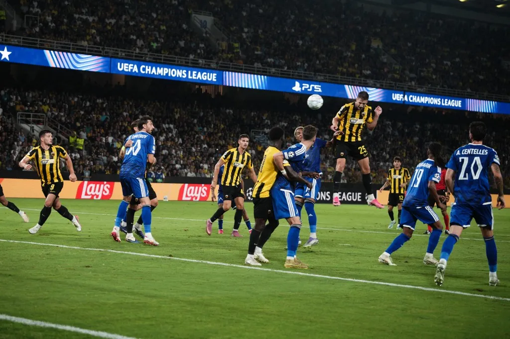 Barnabás Varga in action during the UEFA Champions League qualifying playoff - second leg football match between AEK Athens (AEK) and PFC Levski Sofia at the OPAP Arena in Athens, Greece, on August 26, 2026 (Photo by Menelaos Myrillas / SOOC via AFP)