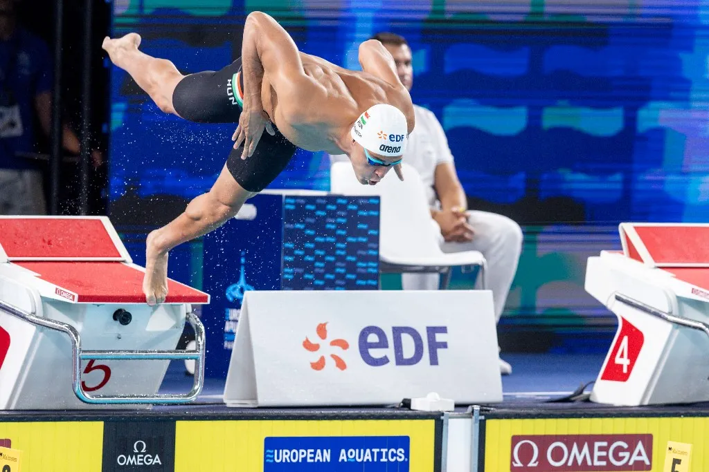 Nandor Nemeth during European Aquatics Championships  Swimming  Day 2 in Paris, France, on August 11, 2026 (Photo by Foto Olimpik/NurPhoto) (Photo by Foto Olimpik / NurPhoto via AFP)