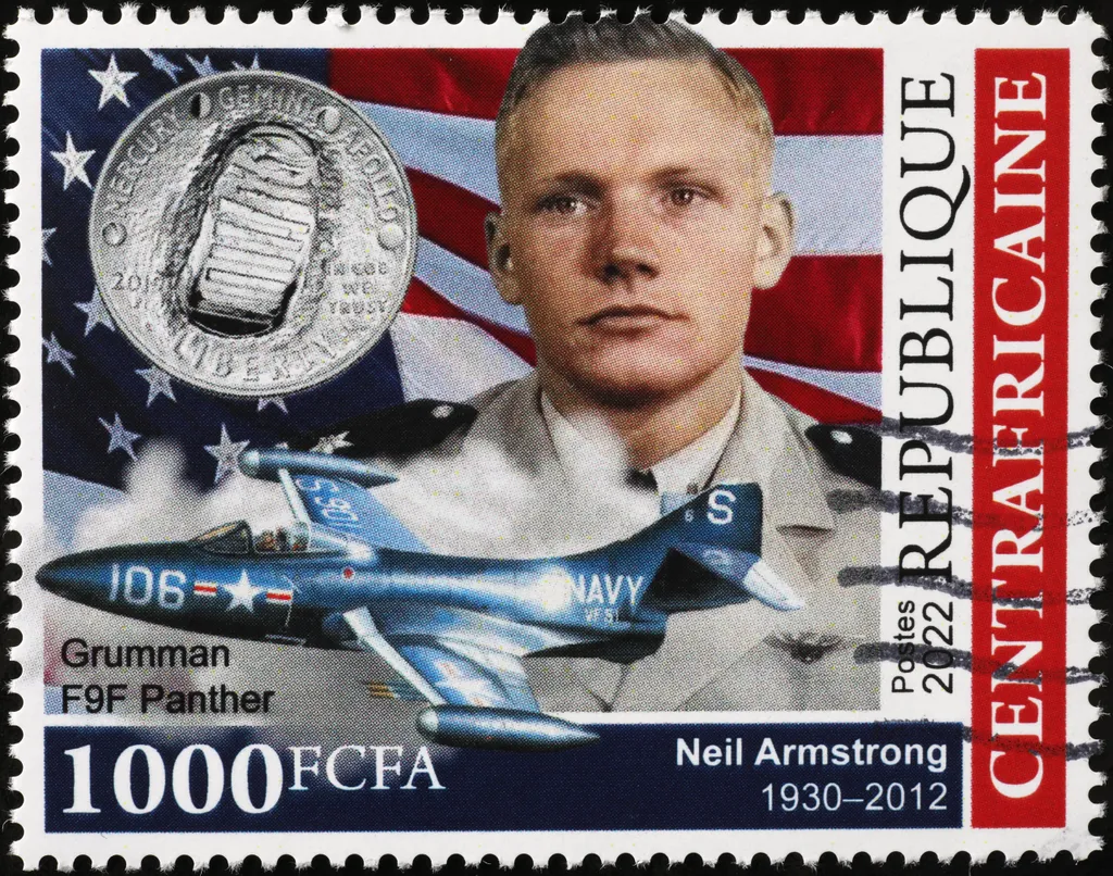 Neil Armstrong az egész világ hőse lett, számtalan bélyegen is szerepelt.