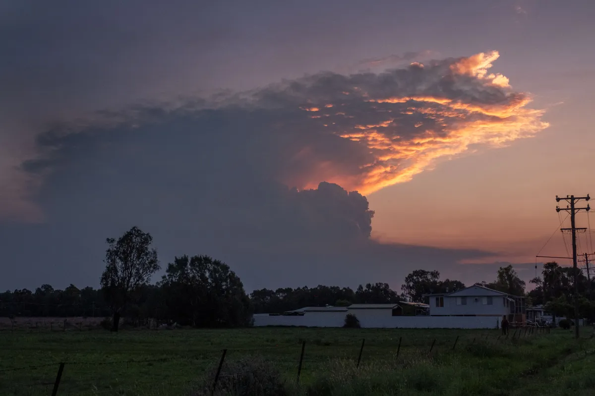 NARRABRI, AUSTRALIA - DECEMBER 09: A Pyrocumulonimbus Cloud is seen after lightning strikes caused various fires in the Narrabri region, Australia on December 09, 2023. Jen Osborne / Anadolu (Photo by Jen Osborne / Anadolu via AFP)